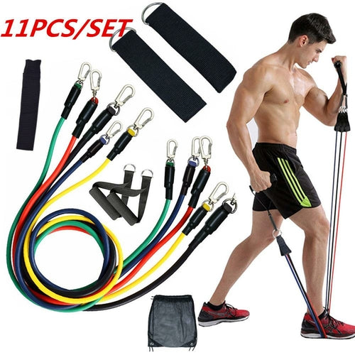 11pcs/set Multi-Level Resistance Band Workout Set